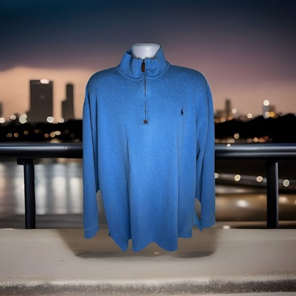 Polo Ralph Lauren Mens 2XLT Tall 1/4 Zip Pullover Cotton Pony Sweater Preppy - Picture 1 of 8